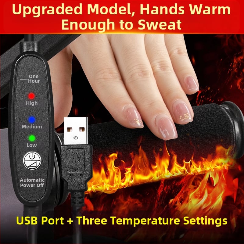 USB napajani električni grijački omotač za ručice električnih vozila, univerzalna prilagodba, zagrijava do ~100°C, vodootporan i protuklizni