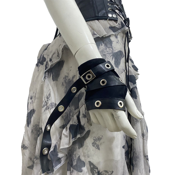 Manșete pentru braț, design cu deget jumătate, stil gotic punk streetwear, amestec de bumbac 81–95% cu 21–30% alte fibre, curea PU