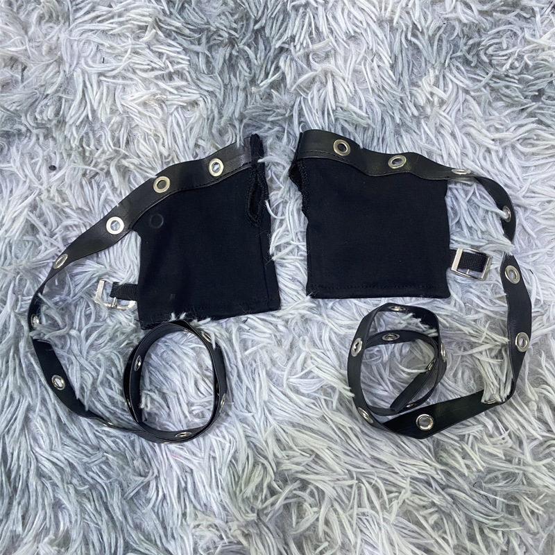 Manșete pentru braț, design cu deget jumătate, stil gotic punk streetwear, amestec de bumbac 81–95% cu 21–30% alte fibre, curea PU