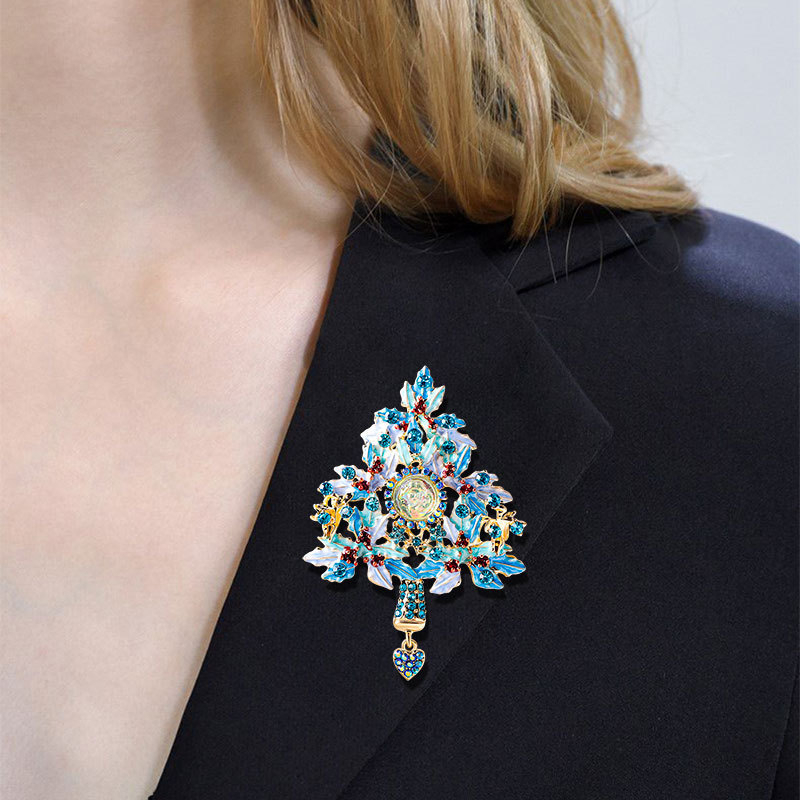 Broșă cu înger de vis, pandantiv brad de Crăciun email, design romb, aliaj, finisaj diamant, iarna 2022