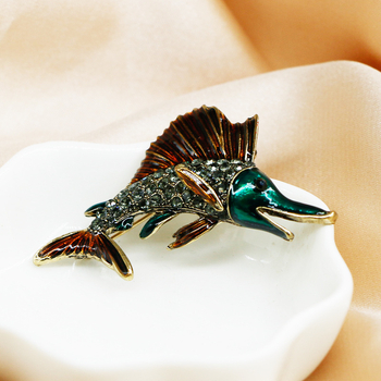 Állatmotívumos bross, koreai stílusú, ötvözet, elektroplattált bevonat, mesterséges kövek, uniszex, tengeri sorozat