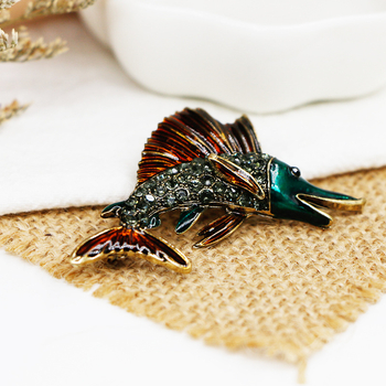 Állatmotívumos bross, koreai stílusú, ötvözet, elektroplattált bevonat, mesterséges kövek, uniszex, tengeri sorozat