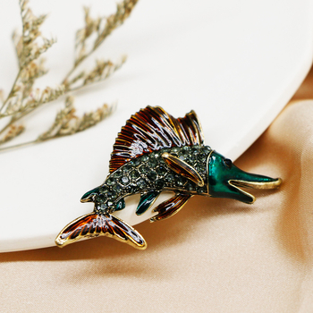 Állatmotívumos bross, koreai stílusú, ötvözet, elektroplattált bevonat, mesterséges kövek, uniszex, tengeri sorozat