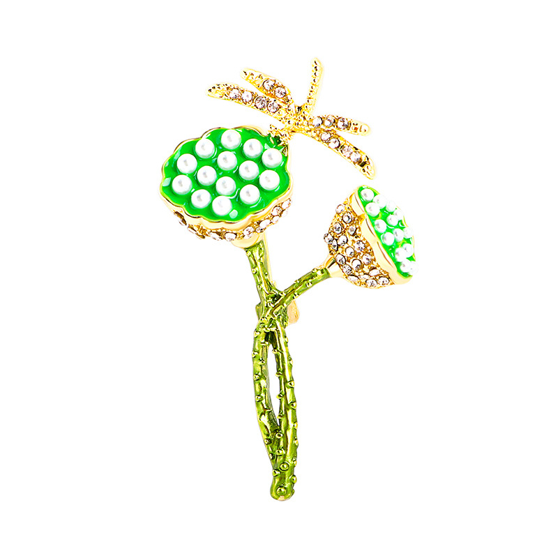 Broš Dragonfly Lotus s rhinestones za žene, pastoralni stil, legura, YN8336, Zima 2022, ukrasno