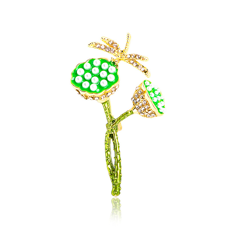 Broš Dragonfly Lotus s rhinestones za žene, pastoralni stil, legura, YN8336, Zima 2022, ukrasno