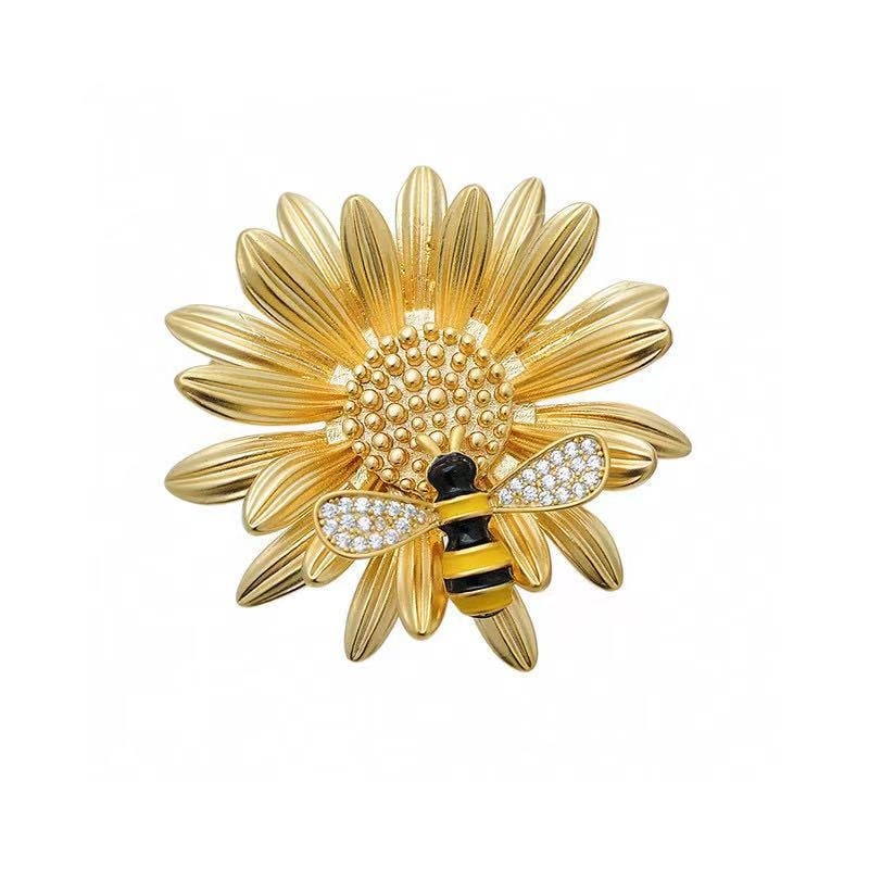 Brošna s dizajnom Daisy Sunflower, bakrena legura, elektroplatiranje, dekorativni dodatak
