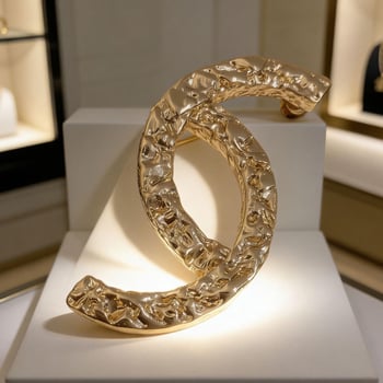 Ötvözetből készült kitűző, aranyozott beépítésű, betű alakú, stílus Fresh and Sweet, dekoratív kiegészítő