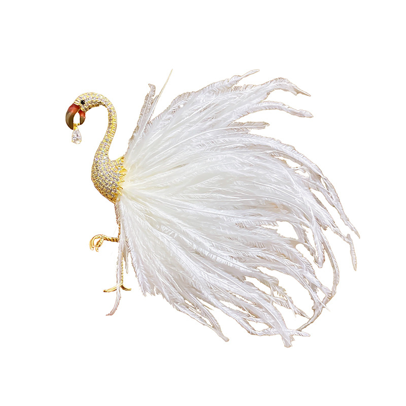 Broš Flamingo u Firebird stilu, bakar, elektroplatirano, dekorativni dodatak, idealan poklon