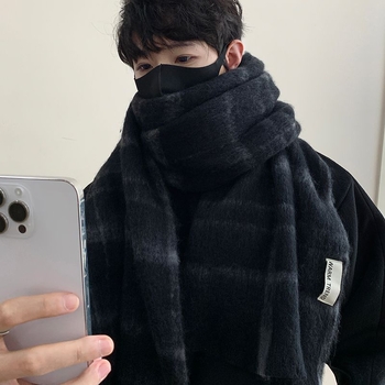 Férfi sál – poliészter, kockás minta (poliészter; kockás minta; tavasz)