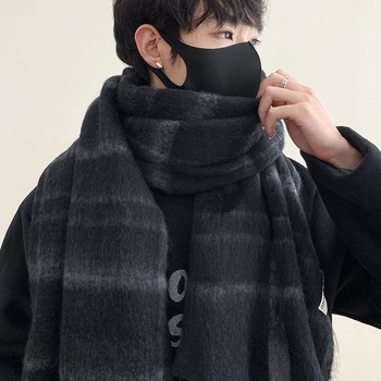 Férfi sál – poliészter, kockás minta (poliészter; kockás minta; tavasz)