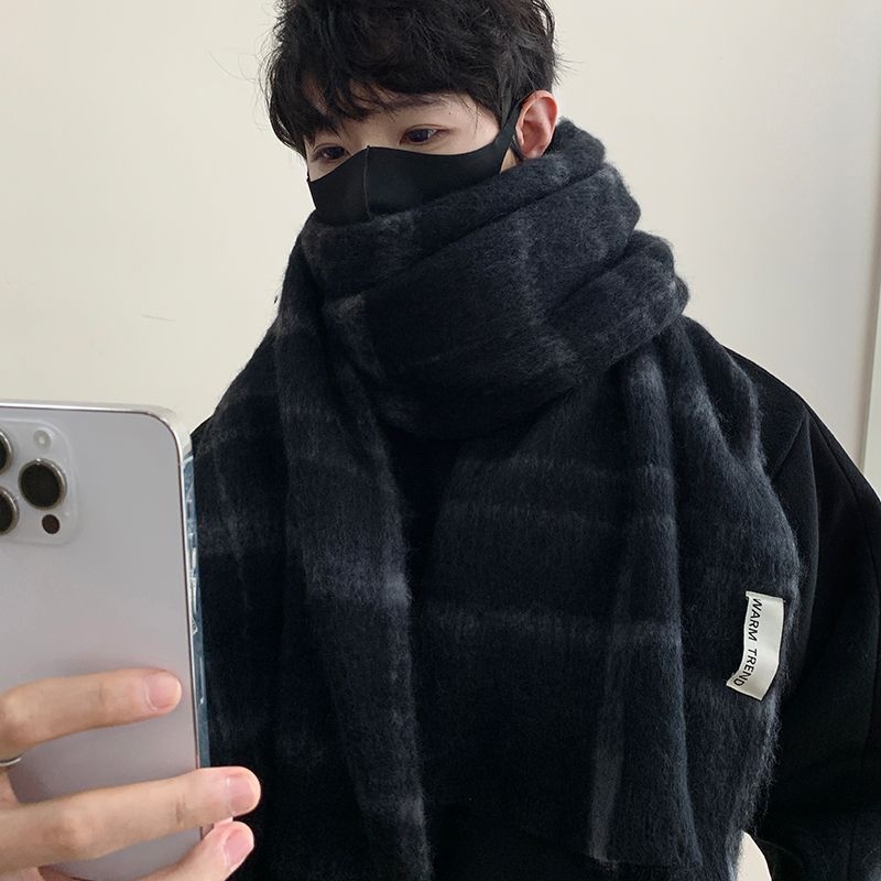 Férfi sál – poliészter, kockás minta (poliészter; kockás minta; tavasz)