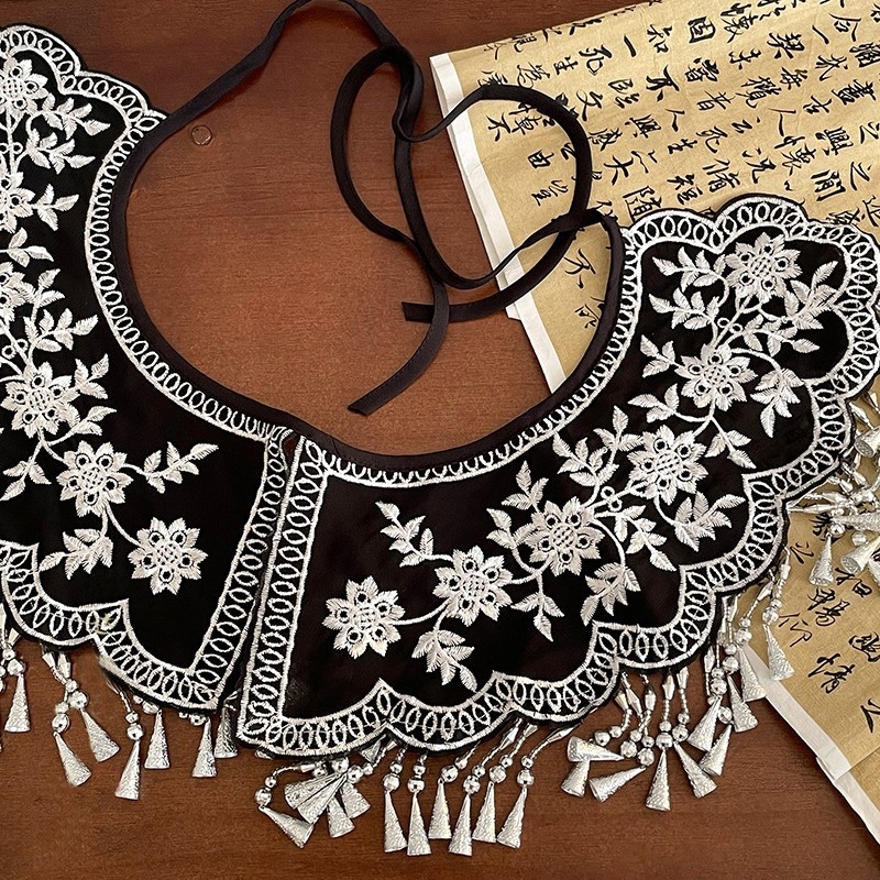 Ženski šal s izšivkom i resicama, retro etnički stil, warp-knit tkanina, cvjetni uzorak, izdanje ljeto 2025