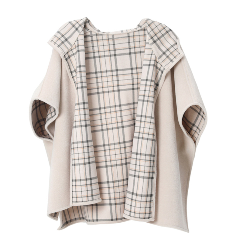 Kapucnis köpenykendő | Poliészter, warp-kötés, rácsos mintázat, melegen tartó, téli szezon