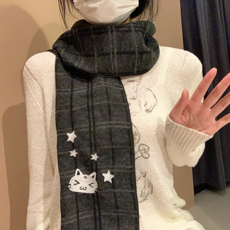 Šal od vune, japanski stil, karirani uzorak, zima, prilagodljivo