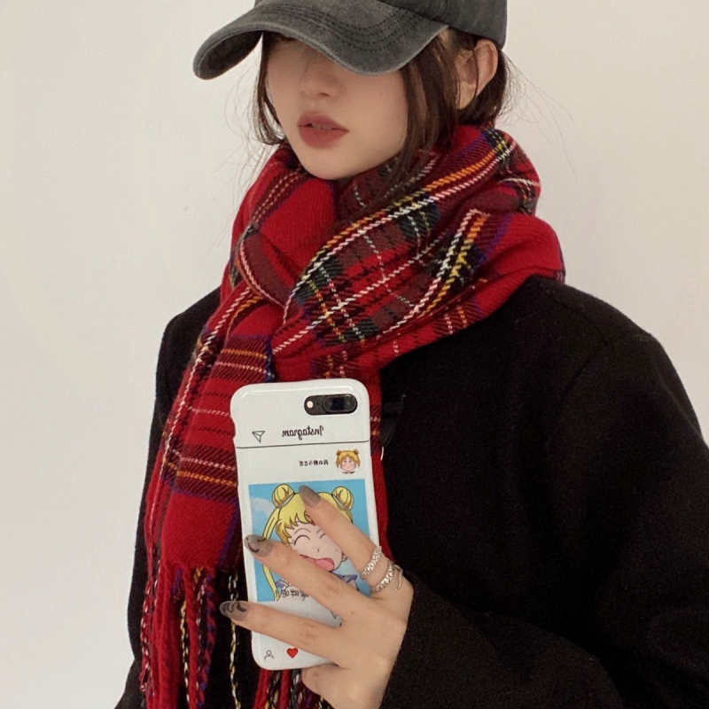Női gyapjú kockás sál, szélálló és meleg, téli–tavaszi–ősz szezonra, származás Jinhua, őszi 2025