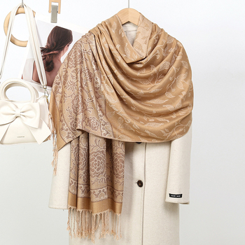 RUNMEI virágos jacquard sál poliészterből, nyárra, tavaszra és őszre alkalmas