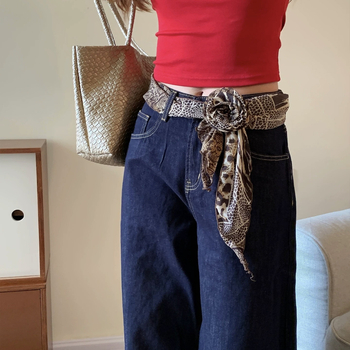 Rétro leopárd mintás kendő nyaklánc stílus – hosszú szalag, textil anyagú kiegészítő nőknek