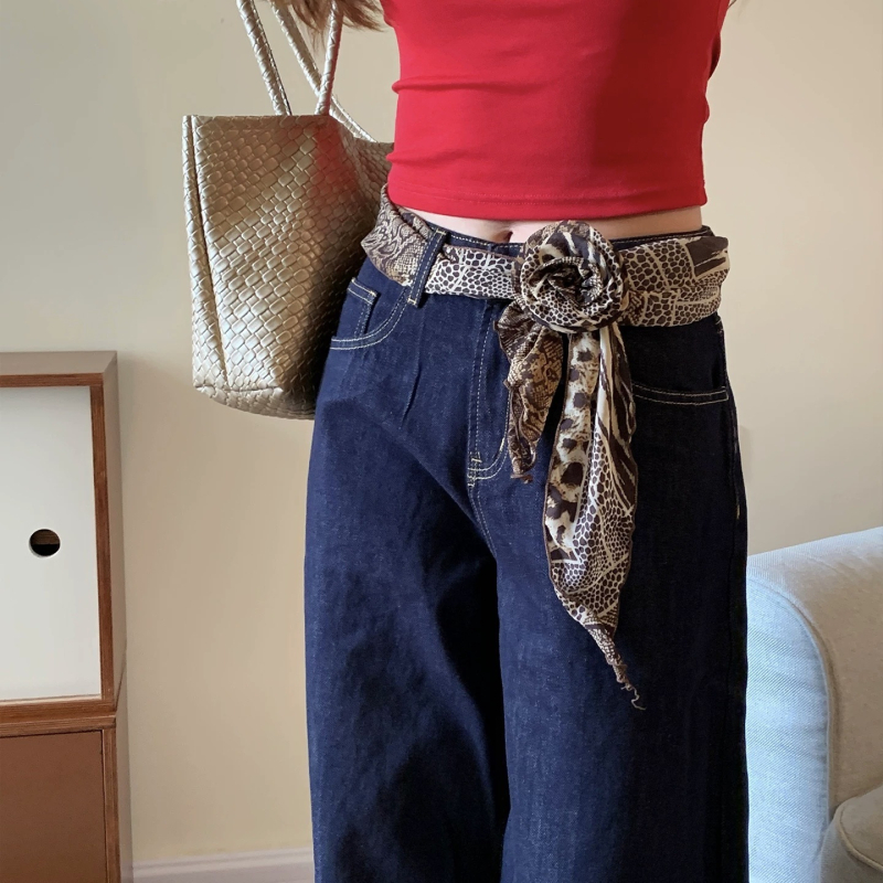 Rétro leopárd mintás kendő nyaklánc stílus – hosszú szalag, textil anyagú kiegészítő nőknek