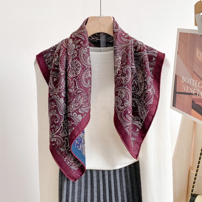 Ženski šal od smjese svile i vune, paisley cvjetni uzorak, zimski stil
