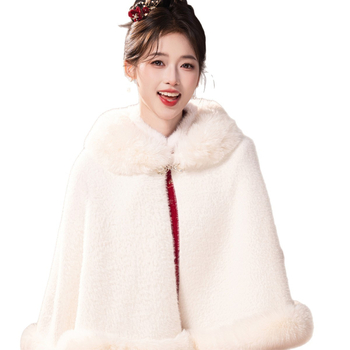 Γυναικεία κάπα από βελούδο με γιακά από τεχνητή γούνα, σε στυλ cardigan, ζακάρντ φινίρισμα, για φθινόπωρο-χειμώνα, κομψή εξωτερική ενδυμασία