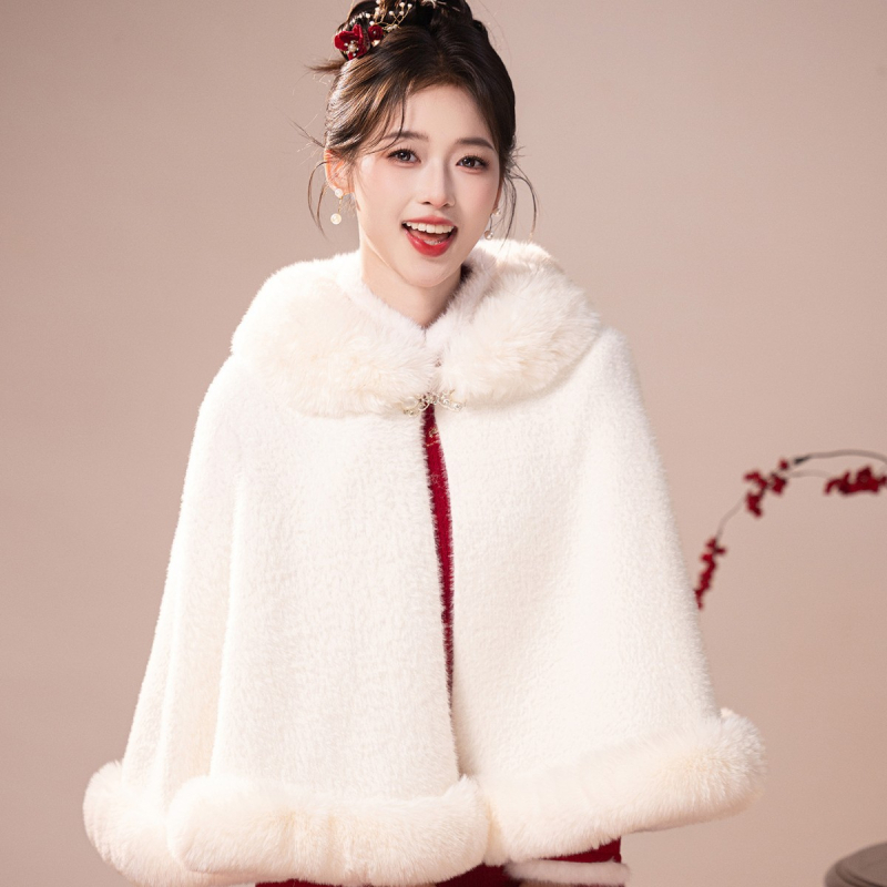 Γυναικεία κάπα από βελούδο με γιακά από τεχνητή γούνα, σε στυλ cardigan, ζακάρντ φινίρισμα, για φθινόπωρο-χειμώνα, κομψή εξωτερική ενδυμασία