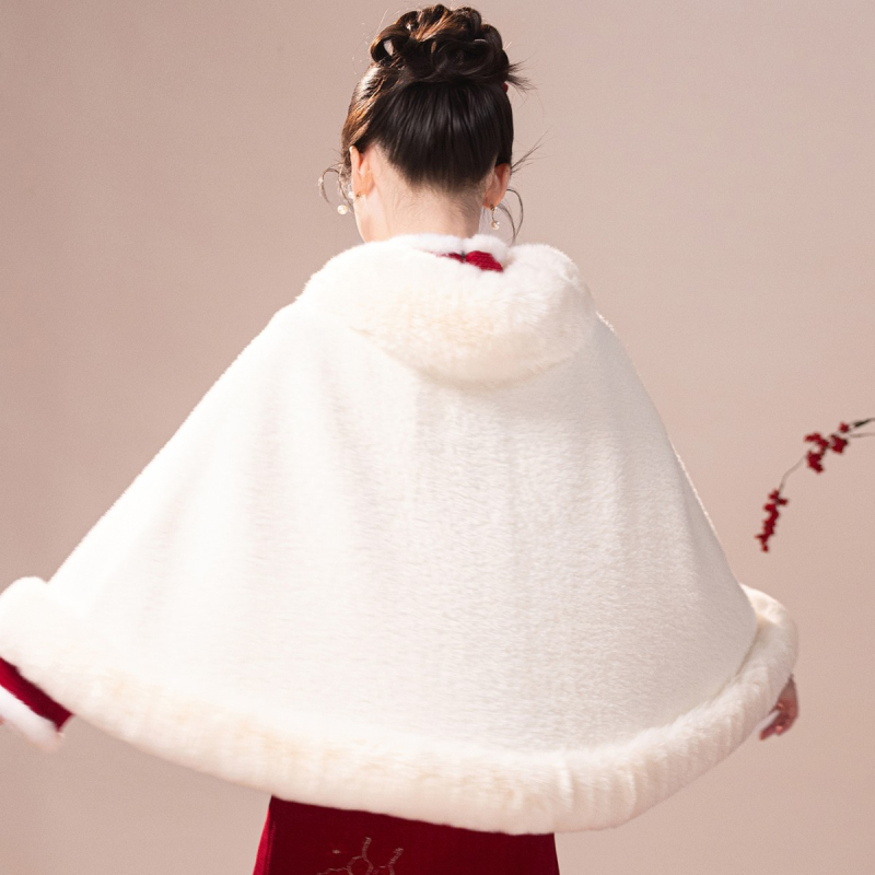 Γυναικεία κάπα από βελούδο με γιακά από τεχνητή γούνα, σε στυλ cardigan, ζακάρντ φινίρισμα, για φθινόπωρο-χειμώνα, κομψή εξωτερική ενδυμασία