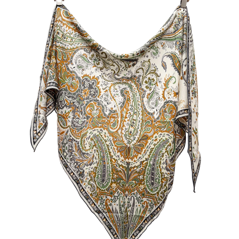 Kolmnurkne siidist-villane šal, kahekülgne, siid-villasegu, Hangzhou päritolu, sügisese kasutamiseks, 2025. aasta talve väljaanne