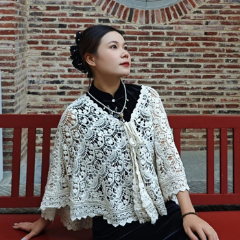 Šal od otvorenog pletenja s kapom inspiriranom qipao, vintage etno stil, podrijetlo Suzhou, ljeto 2025