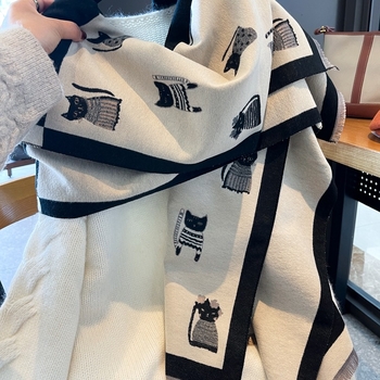 Kahekülgne kunstmassi kašmiri sall naistele, soe talve aksessuaar 2024, kahekordne kasutus