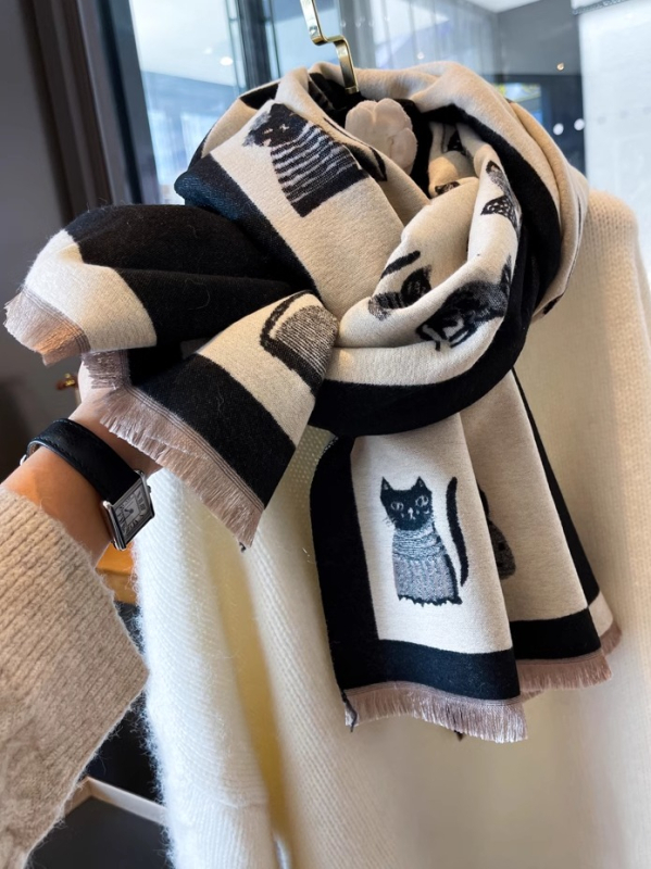 Kahekülgne kunstmassi kašmiri sall naistele, soe talve aksessuaar 2024, kahekordne kasutus