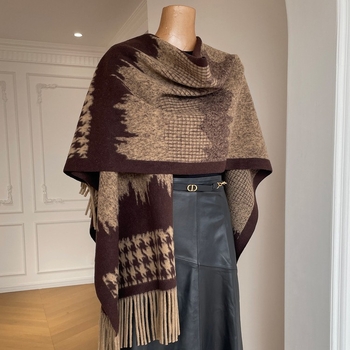Naiste šall-katte tintainud mustri ja fringing äärtega, talv, laos, sügisel 2025 väljaanne