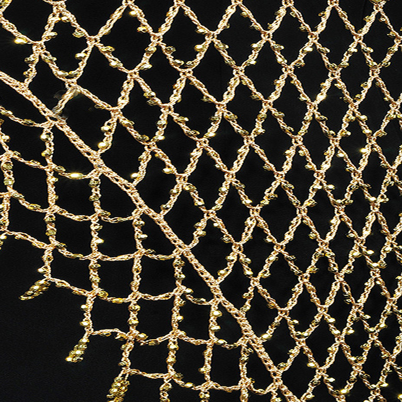 Nyári cheongsam sál-vest, rayon, kézzel horgolt, háló mintázat, elegáns, háromszög sál