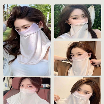 Moterų vasaros saulės apsaugos veido kaukė su kaklo apsauga ir tinka vairuoti, lengva ir praktiška; Audinys: Tencel (Lyocell), 21–30% sudėtis, Sezona: Vasaros 2024.