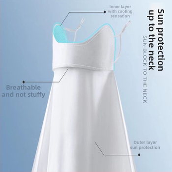 Moterų vasaros saulės apsaugos veido kaukė su kaklo apsauga ir tinka vairuoti, lengva ir praktiška; Audinys: Tencel (Lyocell), 21–30% sudėtis, Sezona: Vasaros 2024.