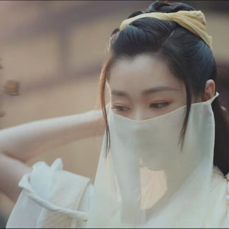 Hanfu stiliaus reguliuojamas pusiau permatomas veido skaras šalikas, marlės šalikai, audinys Lycra cotton, Spandex sudėtis