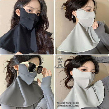 Kaukė su spaustuko užsegimu, pilnos veido dalies uždengimas, kvėpuojanti saulės apsauga moterims, lauko dviračių žygiams