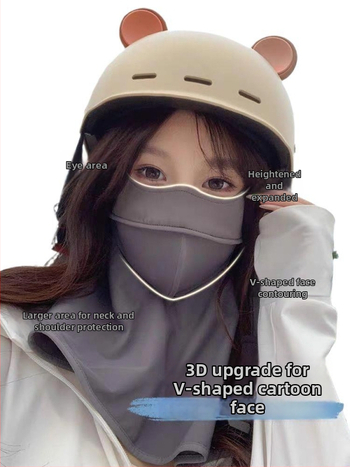 Kaukė su spaustuko užsegimu, pilnos veido dalies uždengimas, kvėpuojanti saulės apsauga moterims, lauko dviračių žygiams