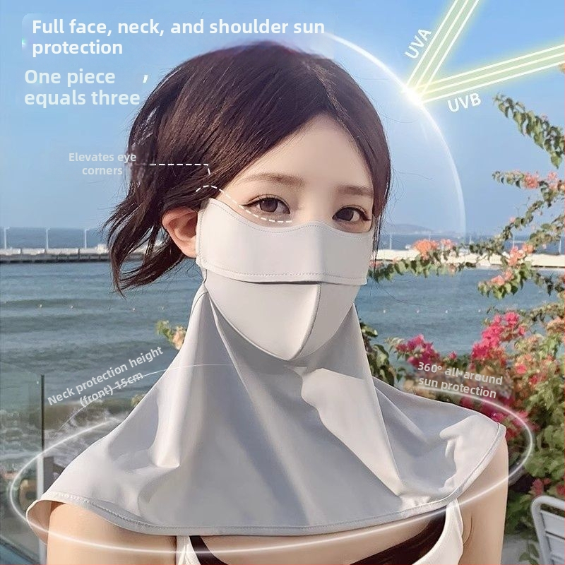 Kaukė su spaustuko užsegimu, pilnos veido dalies uždengimas, kvėpuojanti saulės apsauga moterims, lauko dviračių žygiams