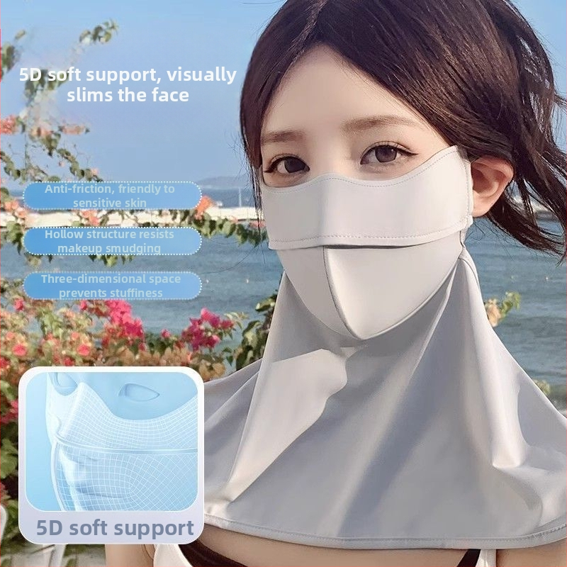 Kaukė su spaustuko užsegimu, pilnos veido dalies uždengimas, kvėpuojanti saulės apsauga moterims, lauko dviračių žygiams