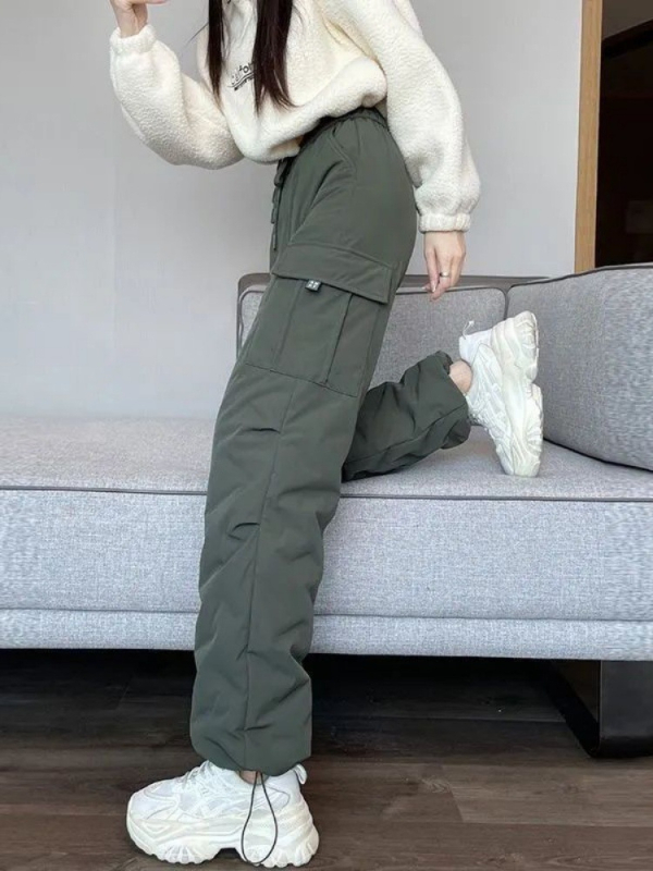 Дамски пухено-изолирани прави панталони, висока талия, ултра дебели, 50–70% пълнеж, полиестер