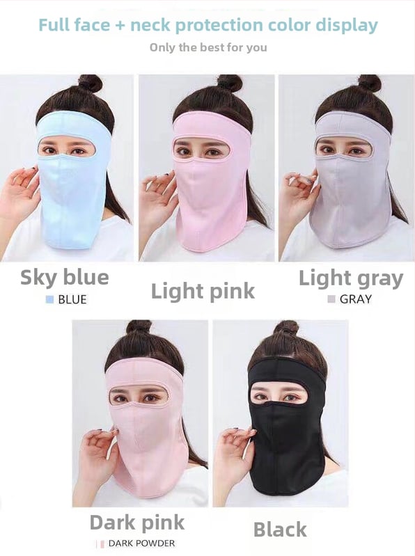 Kaklo apsauga ir pilno veidojoša saulės apsauga, kvėpuojantis Ice Silk ir nailono mišinys, dulkių atsparus ir saulės apsauga, tinkama važiavimui dviračiu lauke