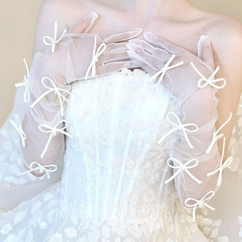 Íj alakú hosszú esküvői kesztyűk hálós anyagból, nők számára, díszítő kiegészítő, 2025 nyara, iroda hölgy-stílus