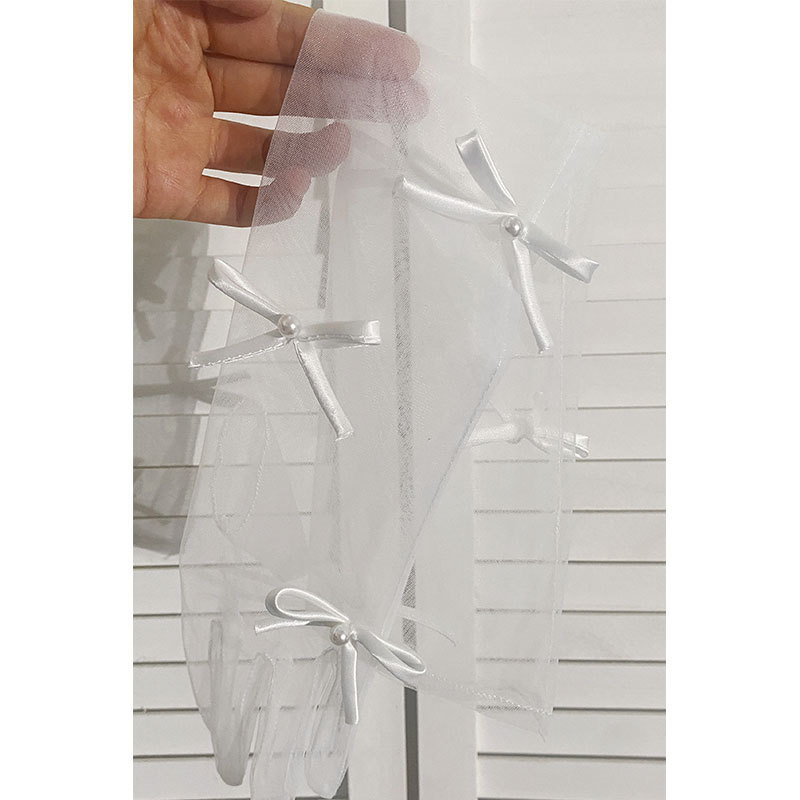 Íj alakú hosszú esküvői kesztyűk hálós anyagból, nők számára, díszítő kiegészítő, 2025 nyara, iroda hölgy-stílus