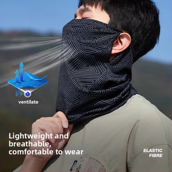 Nailoninė išorinė veido kaukė vasarai – kvėpuojanti, UV apsauga, saulės apsauga; universalus galvos šalikėlis dviratininkams ir žvejams.
