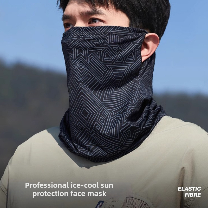 Nailoninė išorinė veido kaukė vasarai – kvėpuojanti, UV apsauga, saulės apsauga; universalus galvos šalikėlis dviratininkams ir žvejams.