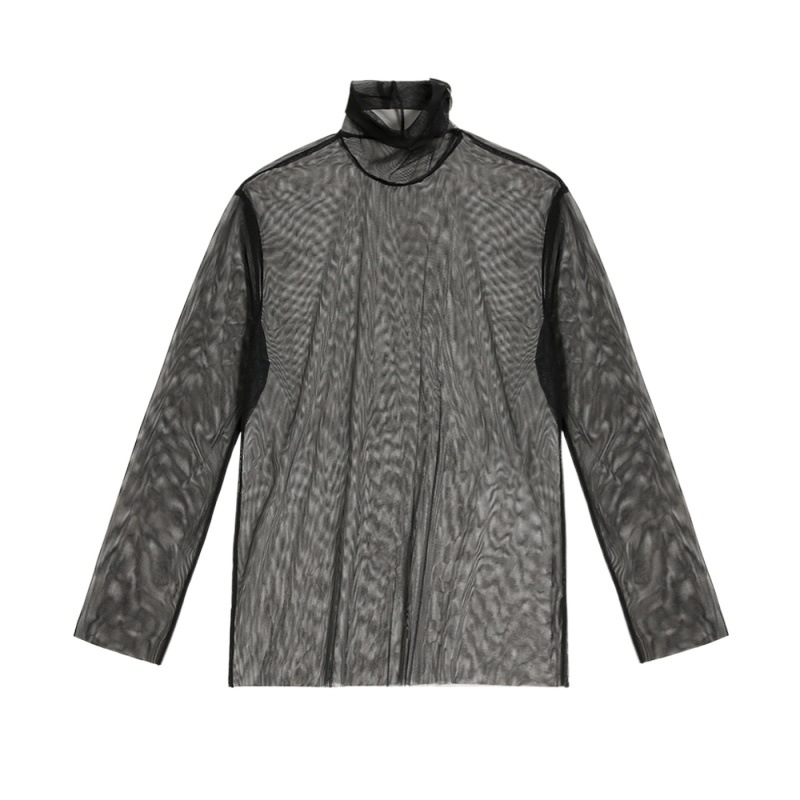 Vīriešu elpojošs saules aizsardzības T-krekls ar garām piedurknēm un augstu apkakli, režģīgā auduma (ice silk; modal fiber; elpojošs; augsts apkaklis; vidēja garuma)