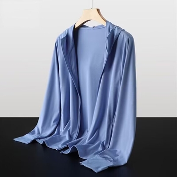 Ανδρικό UV-προστατευτικό αθλητικό πουκάμισο με κουκούλα, διαπνέον, μακρύς μανίκι, φερμουάρ, πλαϊνές τσέπες, χαλαρή γραμμή, πολυεστερικό μίγμα