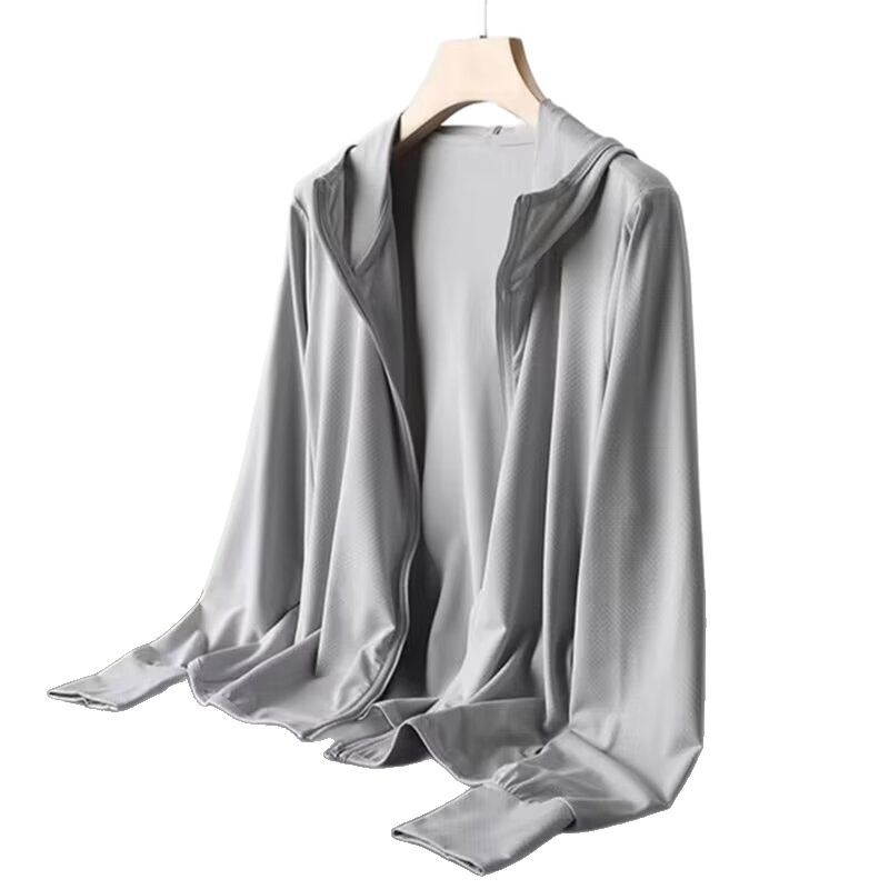 Ανδρικό UV-προστατευτικό αθλητικό πουκάμισο με κουκούλα, διαπνέον, μακρύς μανίκι, φερμουάρ, πλαϊνές τσέπες, χαλαρή γραμμή, πολυεστερικό μίγμα