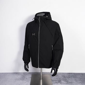 Αντιανεμικό μπουφάν με κουκούλα, χαλαρή εφαρμογή, 100% πολυεστέρας, ιαπωνικό ρετρό στυλ