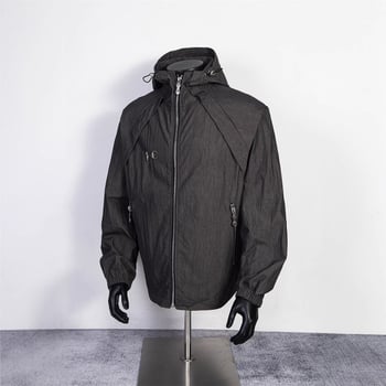 Αντιανεμικό μπουφάν με κουκούλα, χαλαρή εφαρμογή, 100% πολυεστέρας, ιαπωνικό ρετρό στυλ